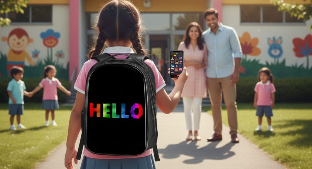 5 AI School Bags That Can Keep Your Child Safe 2 KWQ 056 Hardshell Smart LED Display Backpack Bag